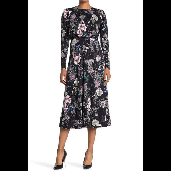 AFRM long sleeve floral open back midi dress - Picture 2 of 12